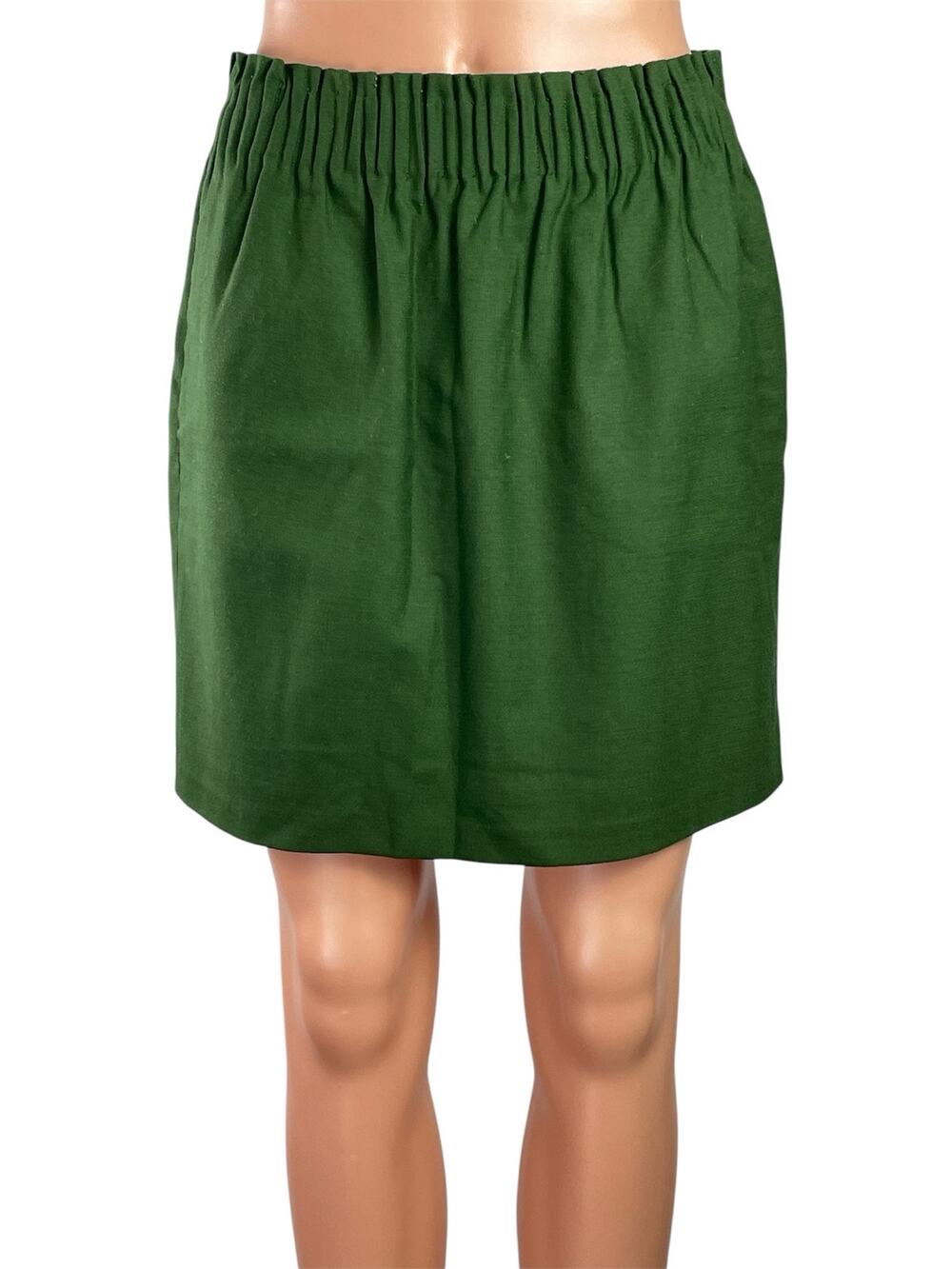 J.Crew Women's Green Wool High Waisted Plated Mini Straight Pencil Skirt Size 4
